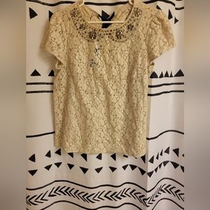 Loft Lace Jeweled Top